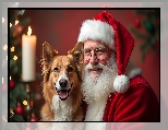 Okulary, Uśmiech, Święty, Pies, Czapka, Mikołaj