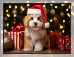 Szczeniak, Prezenty, Mikołajki, Czapka, Pies